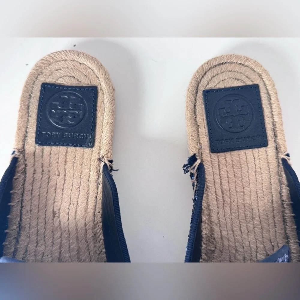 Tory Burch Max Glitter Espadrille Slides Shoes Women’s Size 8